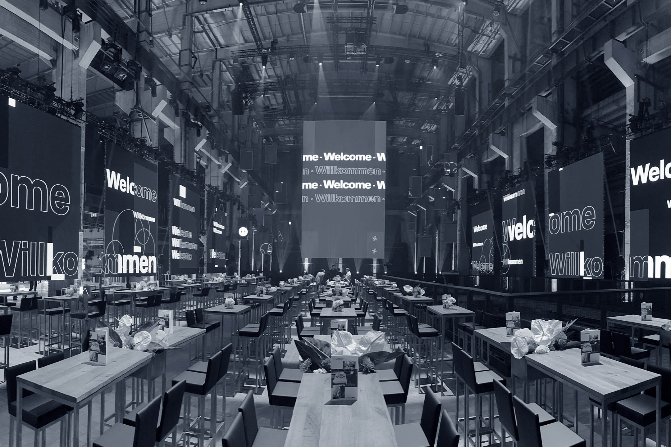 Eventlocation mit Welcome-Screens