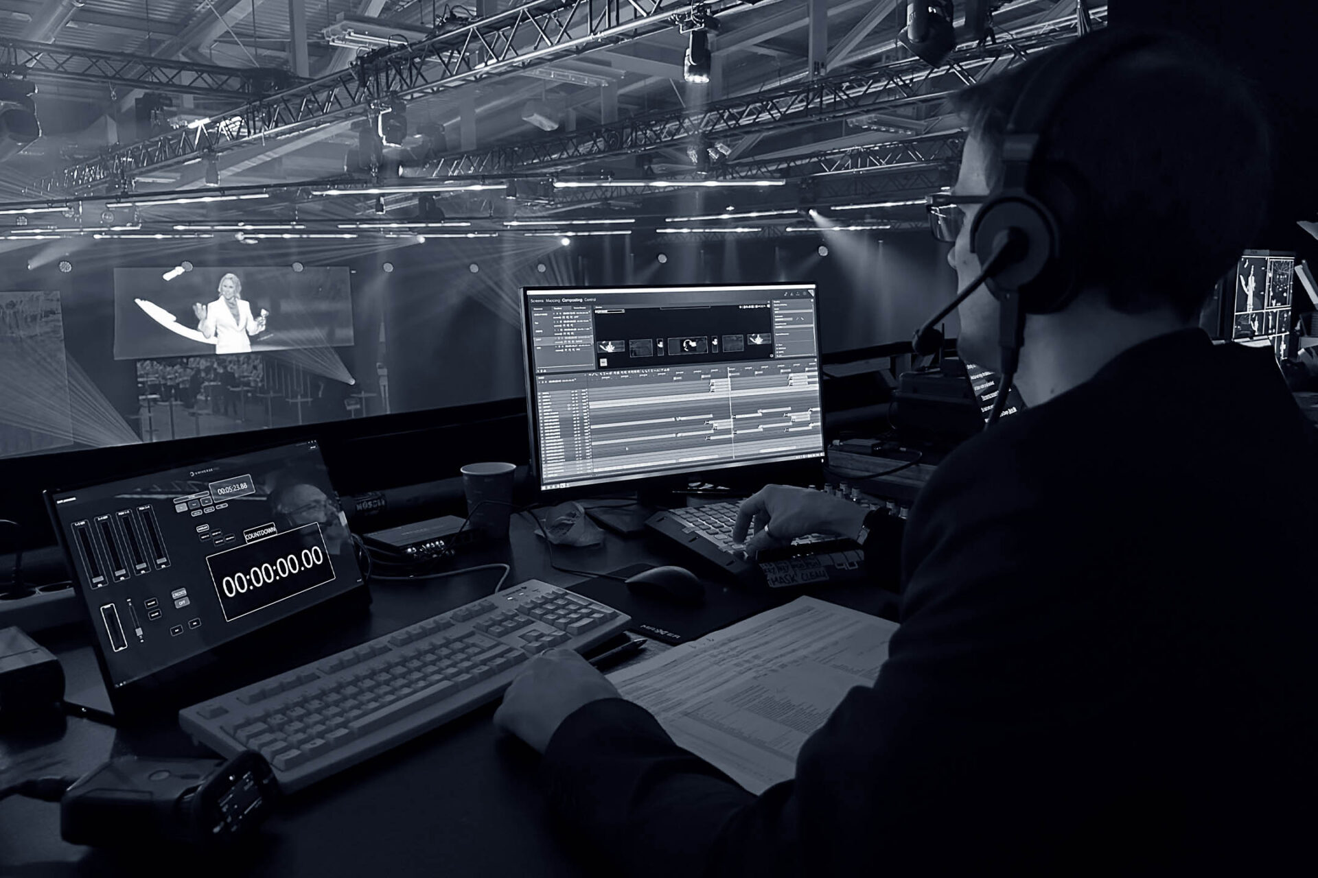 Medienserver-Arbeitsplatz bei einer Show